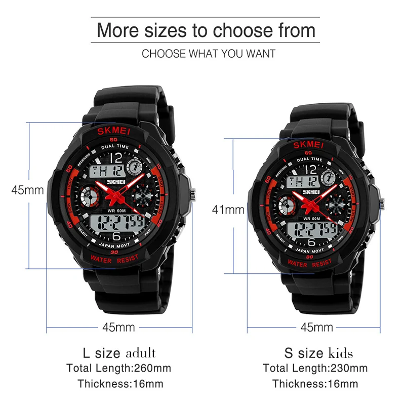 SKMEI Kids Watches Anti-Shock 5Bar Waterproof Outdoor Sport Children Watches Fashion Digital Watch Relogio Masculino 0931 1060
SKMEI Kids Watches Anti-Shock 5Bar Waterproof Outdoor Sport Children Watches Fashion Digital Watch Relogio Masculino 0931 1060