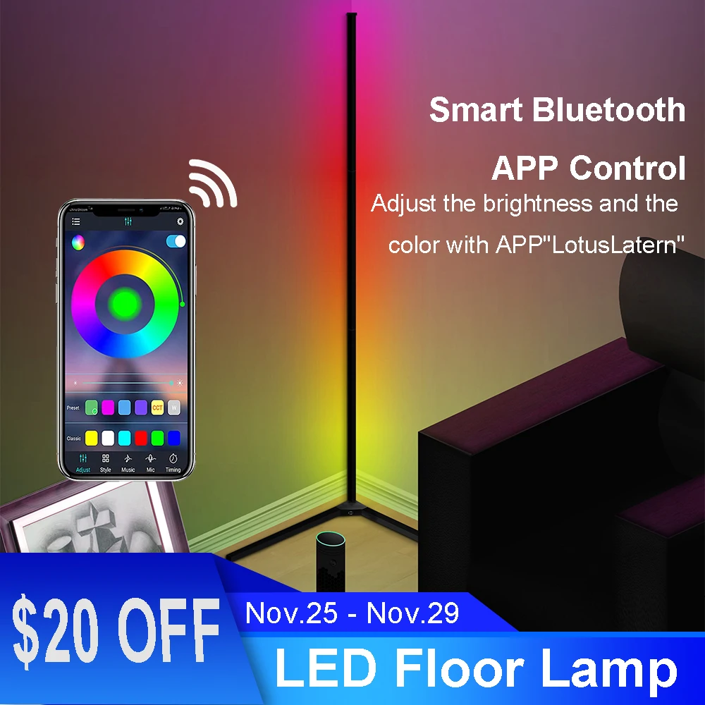 Dreamcolor RGB LED Corner Atmosphere Floor Lamp Dimmable Bedside Light with Remote Modern Night Bright Room Bedroom Light Neon
Dreamcolor RGB LED Corner Atmosphere Floor Lamp Dimmable Bedside Light with Remote Modern Night Bright Room Bedroom Light Neon