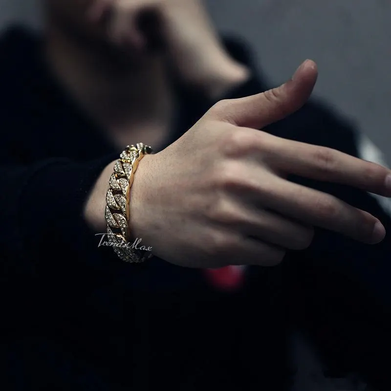 Men Rhinestone Fashion Bracelets Unisex High Quality Bangles Gold Color Iced Out Miami Cuban Link Chain Bracelet Hip Ho
Men Rhinestone Fashion Bracelets Unisex High Quality Bangles Gold Color Iced Out Miami Cuban Link Chain Bracelet Hip Ho