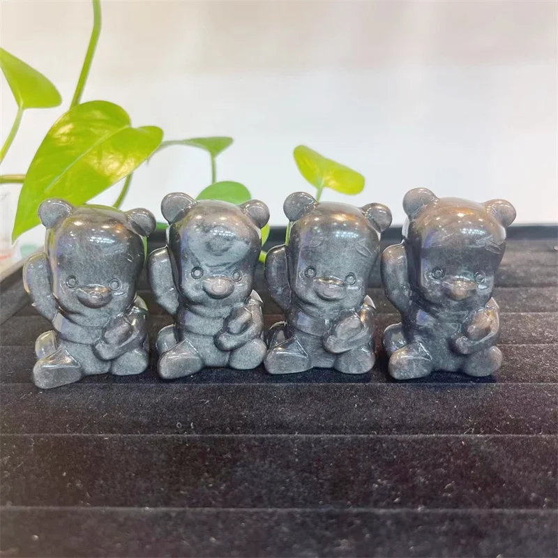 Natural Stone Silver Obsidian Carved Cartoon Bear Energy Crystal Gem Home Decoration Accessories Room Decor 1pcs
Natural Stone Silver Obsidian Carved Cartoon Bear Energy Crystal Gem Home Decoration Accessories Room Decor 1pcs
