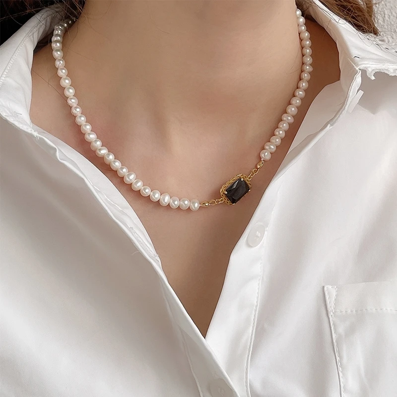 Silvology 925 Sterling Silver Freshwater Pearl Necklace for Women Black White Square Zircon Luxury Necklace Lady Simple Jewelry
Silvology 925 Sterling Silver Freshwater Pearl Necklace for Women Black White Square Zircon Luxury Necklace Lady Simple Jewelry