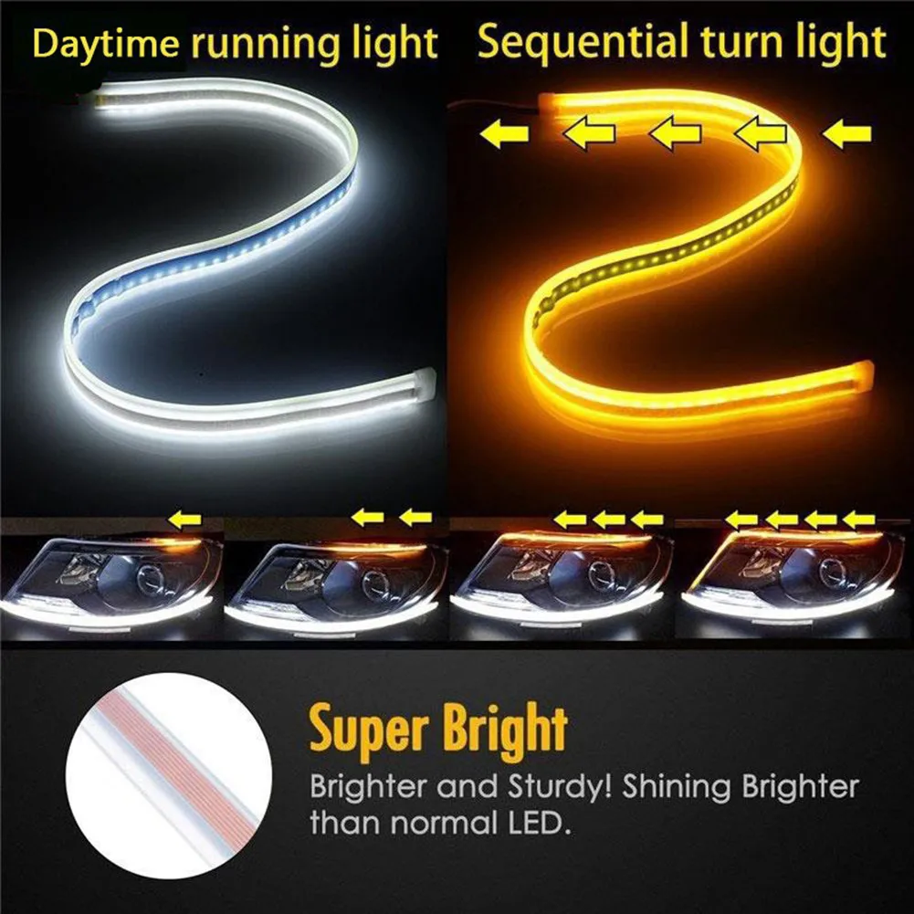 Motorcycle Light Bar Strip 2pcs 30/60cm Slim Sequential Flexible LED DRL Turn Signal Strip Light Headlight License Plate Light
Motorcycle Light Bar Strip 2pcs 30/60cm Slim Sequential Flexible LED DRL Turn Signal Strip Light Headlight License Plate Light