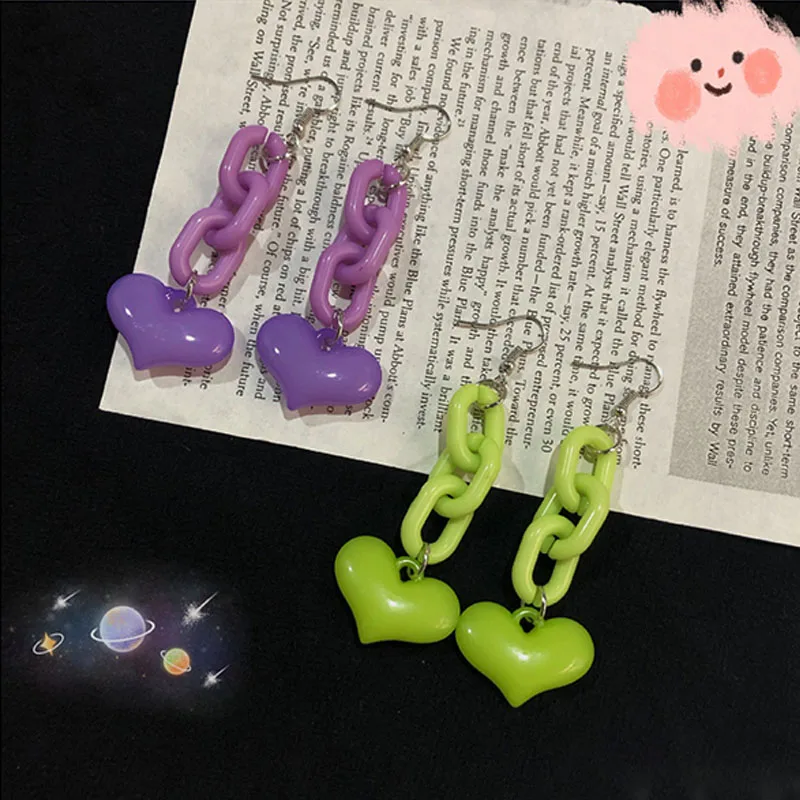Heart Chain Acrylic Earrings Long Candy Color Earrings Purple Green Resin Earrings for Women Girls Jewelry Gifts Valentine Party
Heart Chain Acrylic Earrings Long Candy Color Earrings Purple Green Resin Earrings for Women Girls Jewelry Gifts Valentine Party