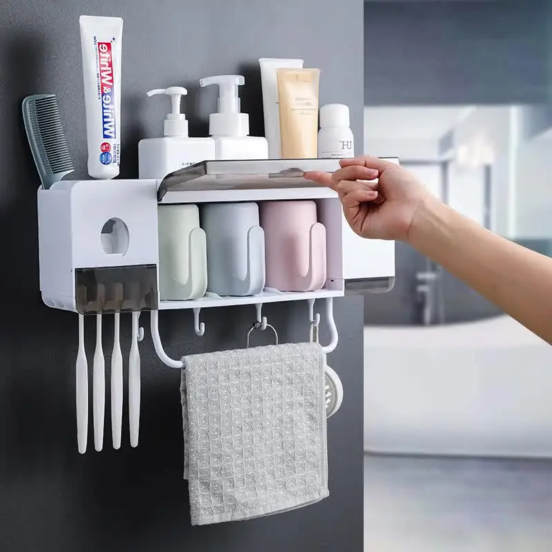 Multifunctional Bathroom Washing Rack Wall-mounted Toothbrush Holder With Towel Bar Hook Automatic Toothpaste Squeezing LD165
Multifunctional Bathroom Washing Rack Wall-mounted Toothbrush Holder With Towel Bar Hook Automatic Toothpaste Squeezing LD165