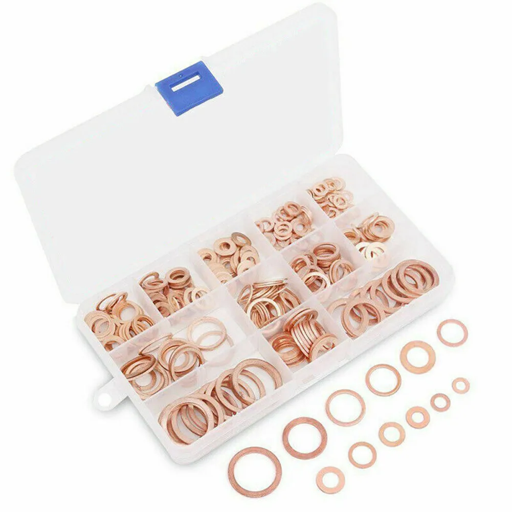 Set Washer Gasket With Box 15 Sizes 150PCS Assortment Compression Copper