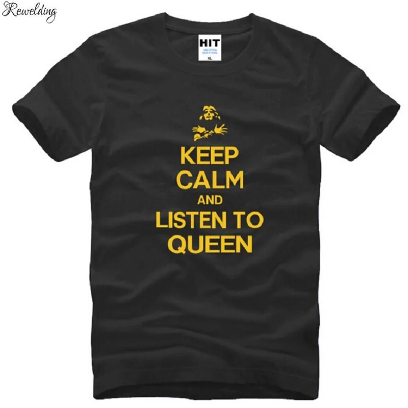 Новая дизайнерская футболка с надписью KEEP CALM AND слушать QUEEN Band Мужская хлопковая