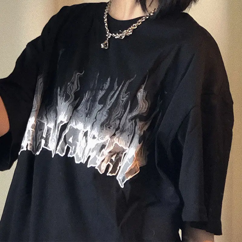 women's t-shirt Summer letters flame short-sleeved t-shirt women loose top harajuku vintage clothes Female clothing Oversize
women's t-shirt Summer letters flame short-sleeved t-shirt women loose top harajuku vintage clothes Female clothing Oversize