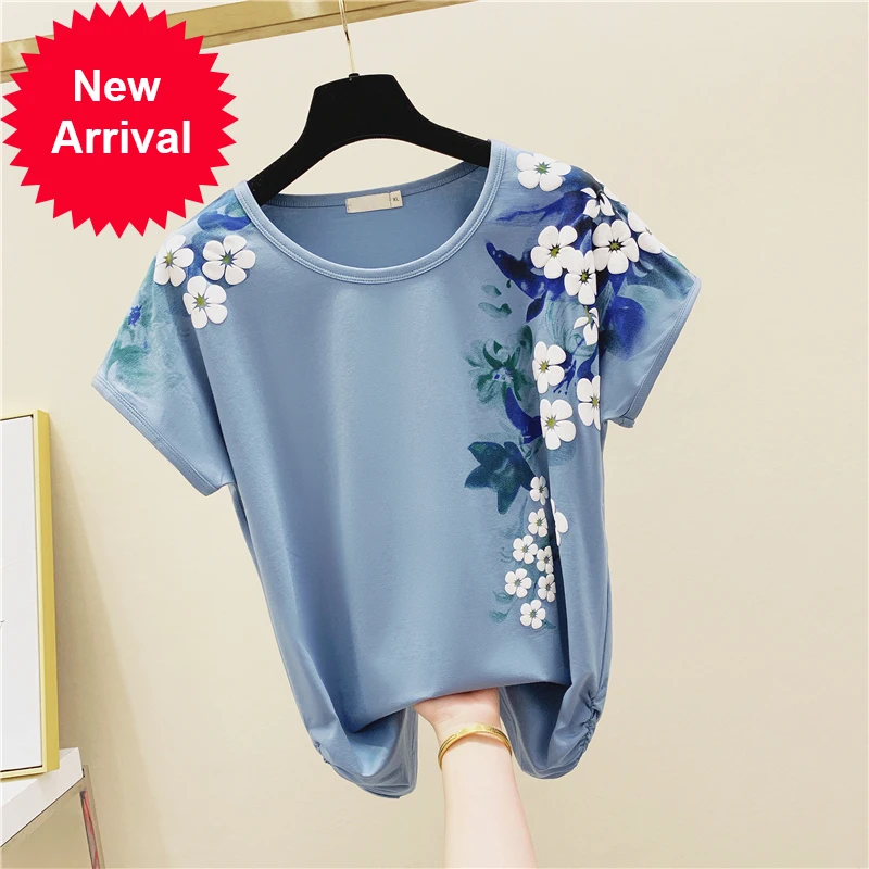 Stereo Flower Printed Pure Cotton Short Sleeve T-shirt Women's 2020 Summer Wear Loose-Fit Ethnic-Style Tshirt Ladies Tops Tees
Stereo Flower Printed Pure Cotton Short Sleeve T-shirt Women's 2020 Summer Wear Loose-Fit Ethnic-Style Tshirt Ladies Tops Tees