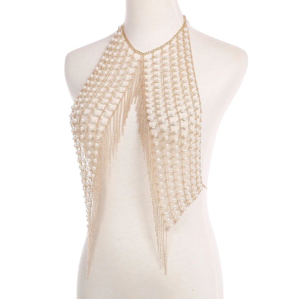 new sexy exaggeration handmade body clothing necklace chain pearl tassel personality street paerty beat chest chain
new sexy exaggeration handmade body clothing necklace chain pearl tassel personality street paerty beat chest chain