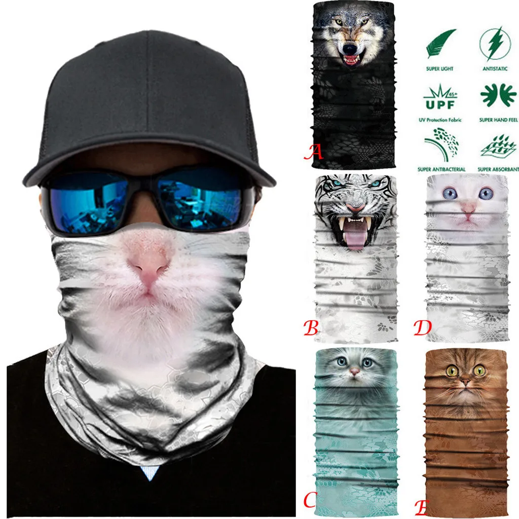 3pcs Windproof Magic Scarf Cycling Ski Hiking Seamless Balaclava Headwear Neck Gaiter 3D Animal Printed Bandanas Headband |