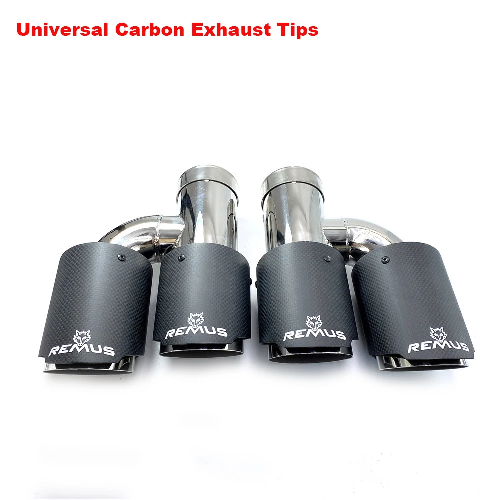 

Remus Car Carbon Fiber Matte Muffler Tip H Shape Double Exit Exhaust Pipe Mufflers Nozzle Decoration Universal Stainless Steel