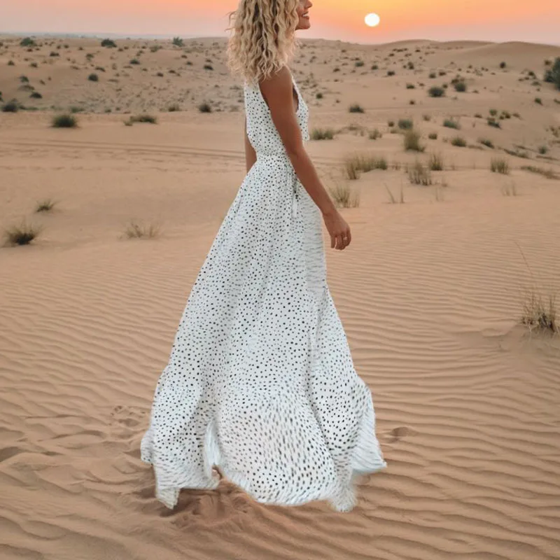 WEPBEL Dress Women's Casual Dotted Prints Tassel Dress Summer V-neck Sleeveless Spaghetti Strap High Waist Beach Dress
WEPBEL Dress Women's Casual Dotted Prints Tassel Dress Summer V-neck Sleeveless Spaghetti Strap High Waist Beach Dress