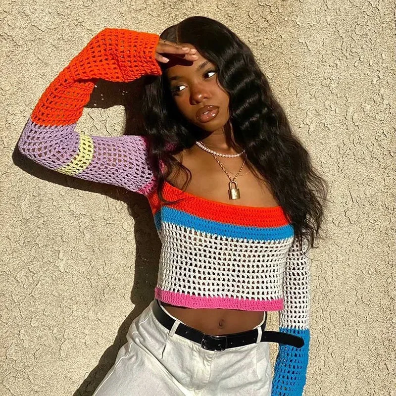 Knitted Long Sleeve Crop Top Women Beach Autumn Patchwork Vintage Green Casual T Shirts Sexy Clothing Fashion Pullover Sweater
Knitted Long Sleeve Crop Top Women Beach Autumn Patchwork Vintage Green Casual T Shirts Sexy Clothing Fashion Pullover Sweater