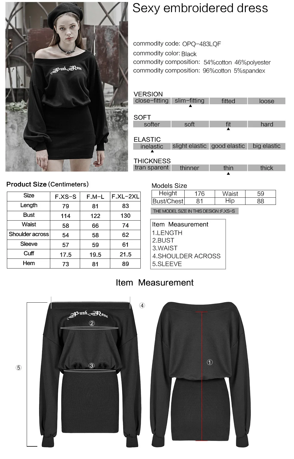 Fashion Personality Stitching Knit Puff Sleeve Panasonic on tight Dress Gothic Sexy Women Embroidered Dress PUNK RAVE OPQ-483LQF
Fashion Personality Stitching Knit Puff Sleeve Panasonic on tight Dress Gothic Sexy Women Embroidered Dress PUNK RAVE OPQ-483LQF