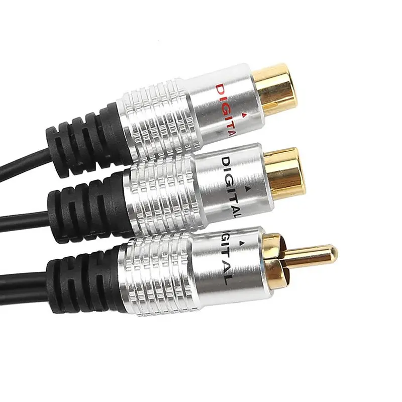 Металлический RCA Женский к двойному 2-RCA Мужской позолоченный адаптер стерео