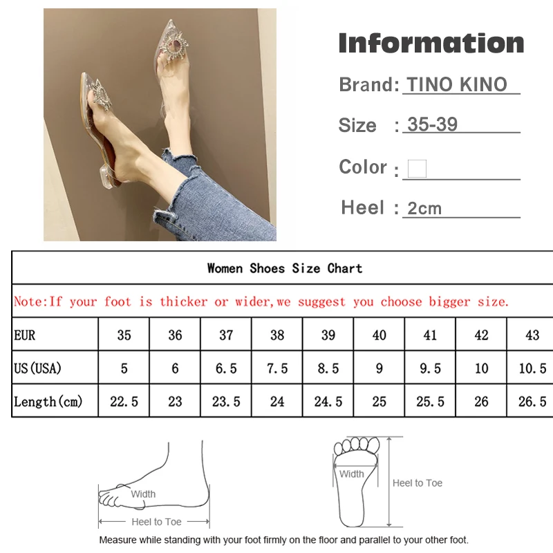 New Women Sandals Transparent Crystal Summer Jelly Shoes Pointed Toe Slip On Low Heels Female Fashion Wedding Shoes Plus Size 
New Women Sandals Transparent Crystal Summer Jelly Shoes Pointed Toe Slip On Low Heels Female Fashion Wedding Shoes Plus Size