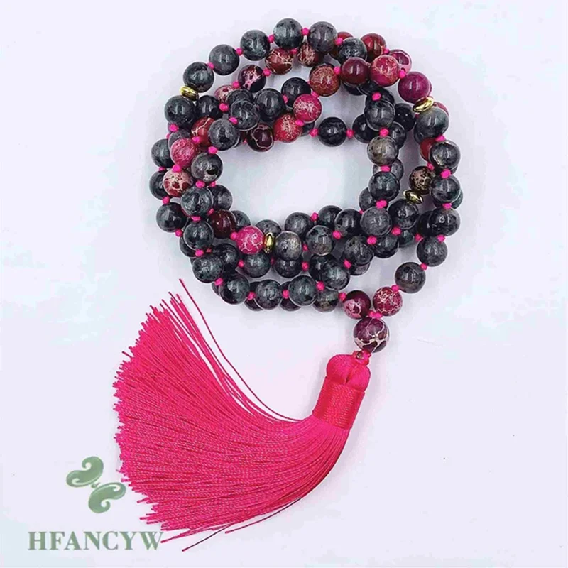8mm Spectrolite Purple Imperial Jasper 108 Beads Tassel Knotted Necklace Fancy Classic Wrist Chic Buddhism Handmade Yoga
8mm Spectrolite Purple Imperial Jasper 108 Beads Tassel Knotted Necklace Fancy Classic Wrist Chic Buddhism Handmade Yoga