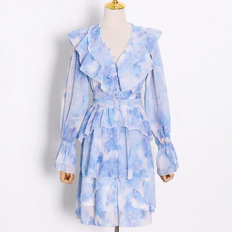 SeeBeautiful Printed Ruffles Stitching Loose Dress V-neck Long Sleeve Single Breasted Belts New Fashion 2021 Spring Women E029
SeeBeautiful Printed Ruffles Stitching Loose Dress V-neck Long Sleeve Single Breasted Belts New Fashion 2021 Spring Women E029