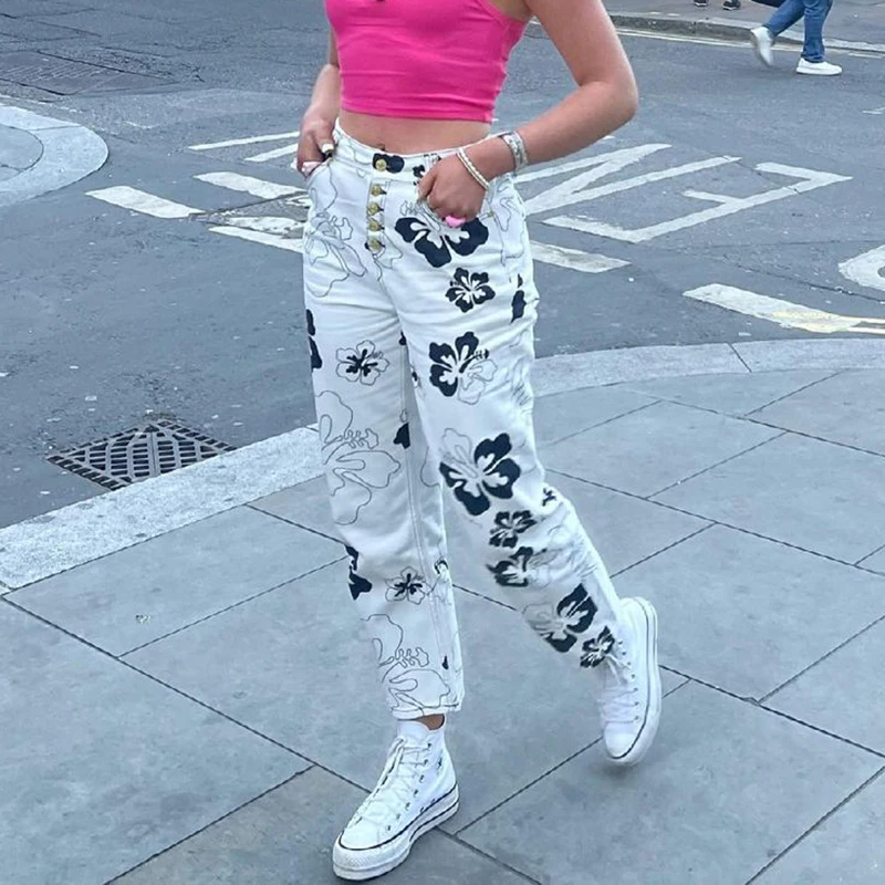 Dourbesty Vintage Grunge Y2K Pants 90s Aesthetics E-girl Flower Print Flare Trousers Buttons Streetwear Fashion Casual Pants
Dourbesty Vintage Grunge Y2K Pants 90s Aesthetics E-girl Flower Print Flare Trousers Buttons Streetwear Fashion Casual Pants