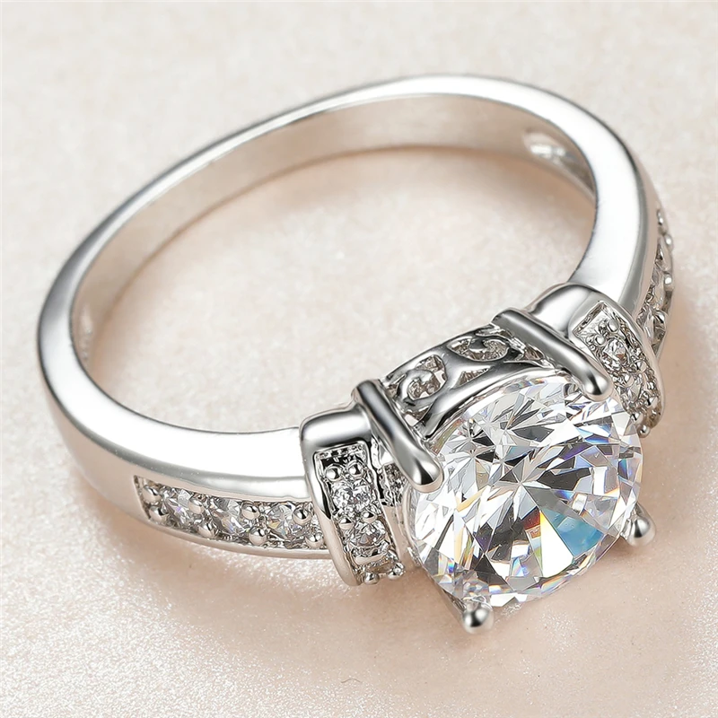 Classic Female White Crystal Stone Ring Charm Silver Color Wedding Rings For Women Dainty Bride Round Zircon Engagement Ring
Classic Female White Crystal Stone Ring Charm Silver Color Wedding Rings For Women Dainty Bride Round Zircon Engagement Ring
