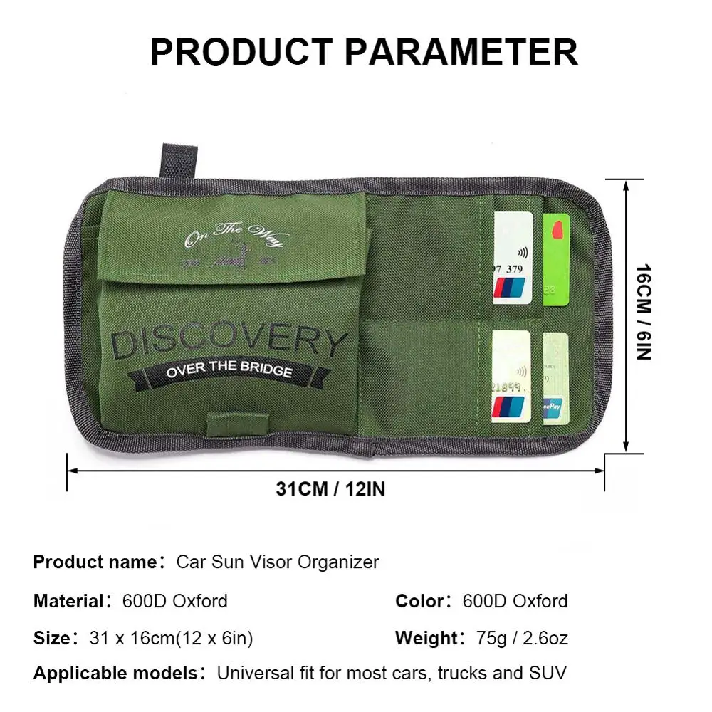Car Sun Visor Organizer Multi-Pocket Sunshade Storage Bag Card Pen Holder Automobiles Interior Accessory Stowing Tidying
Car Sun Visor Organizer Multi-Pocket Sunshade Storage Bag Card Pen Holder Automobiles Interior Accessory Stowing Tidying