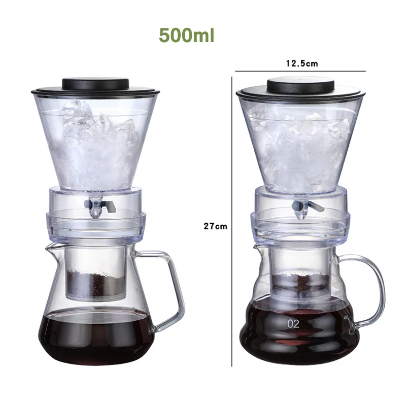 500ml Cold Brew Coffee Maker Adjustable Rate Dripper Glass Coffee Pot Espresso Coffe Maker with PP Large Filter Cup Percolator
500ml Cold Brew Coffee Maker Adjustable Rate Dripper Glass Coffee Pot Espresso Coffe Maker with PP Large Filter Cup Percolator