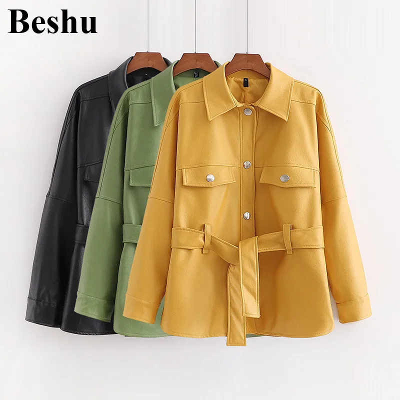 za 2020 fashion jackets women 3-colors faux leather PU lapel with belt single-breasted jacket raglan sleeve fake pockets outwear
za 2020 fashion jackets women 3-colors faux leather PU lapel with belt single-breasted jacket raglan sleeve fake pockets outwear