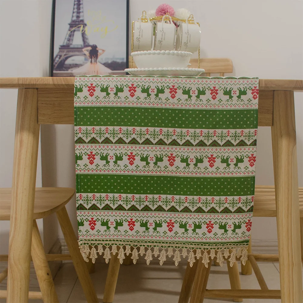 American Style Embroidered Lace Deer Printing Christmas Decorative Table Runner For Wedding Party Home Banquet Cabinet Cover
American Style Embroidered Lace Deer Printing Christmas Decorative Table Runner For Wedding Party Home Banquet Cabinet Cover