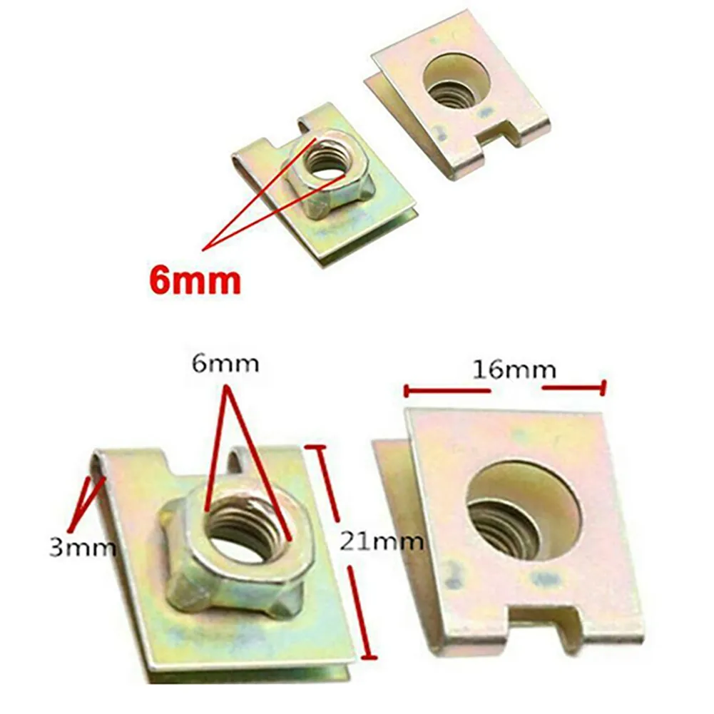 20 Pcs/set U-Clip Speed Nut Fastener Rivet Copper Tone Spring Metal M6 For Automobile Panel Fender J142
20 Pcs/set U-Clip Speed Nut Fastener Rivet Copper Tone Spring Metal M6 For Automobile Panel Fender J142