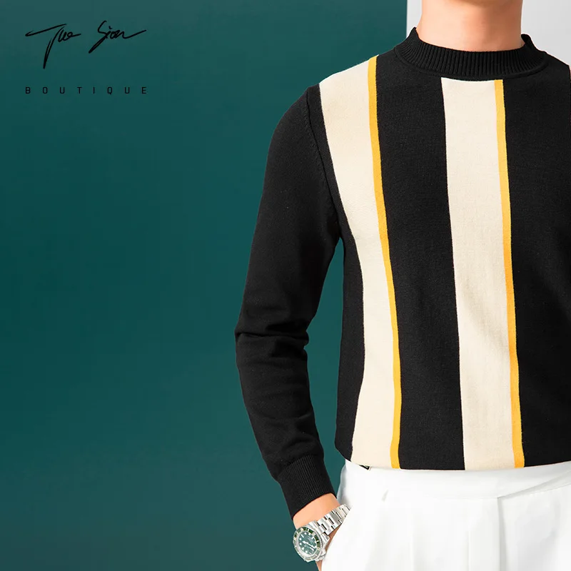 Fall Winterhalf 2021 Turtleneck Sweater Men's Slim Round Neck Pullover Knitted Bottoming Tops Stripe Contrast Fashion Clothing
Fall Winterhalf 2021 Turtleneck Sweater Men's Slim Round Neck Pullover Knitted Bottoming Tops Stripe Contrast Fashion Clothing