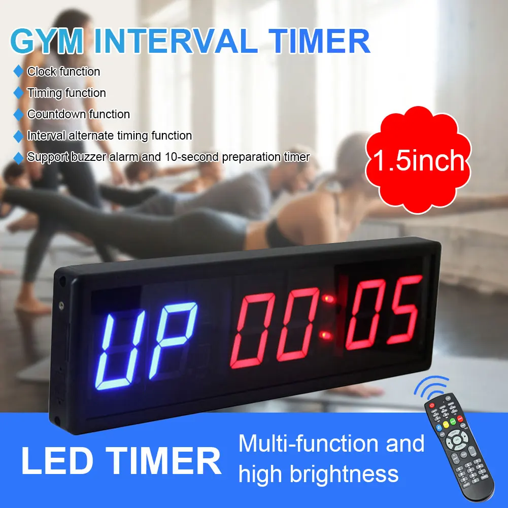Aluminum Timers 1.5'' Programmable LED Interval Timer Big Stopwatch Wall Mounted Home Gym Clock Interval Timer Fitness Equipment 
Aluminum Timers 1.5'' Programmable LED Interval Timer Big Stopwatch Wall Mounted Home Gym Clock Interval Timer Fitness Equipment