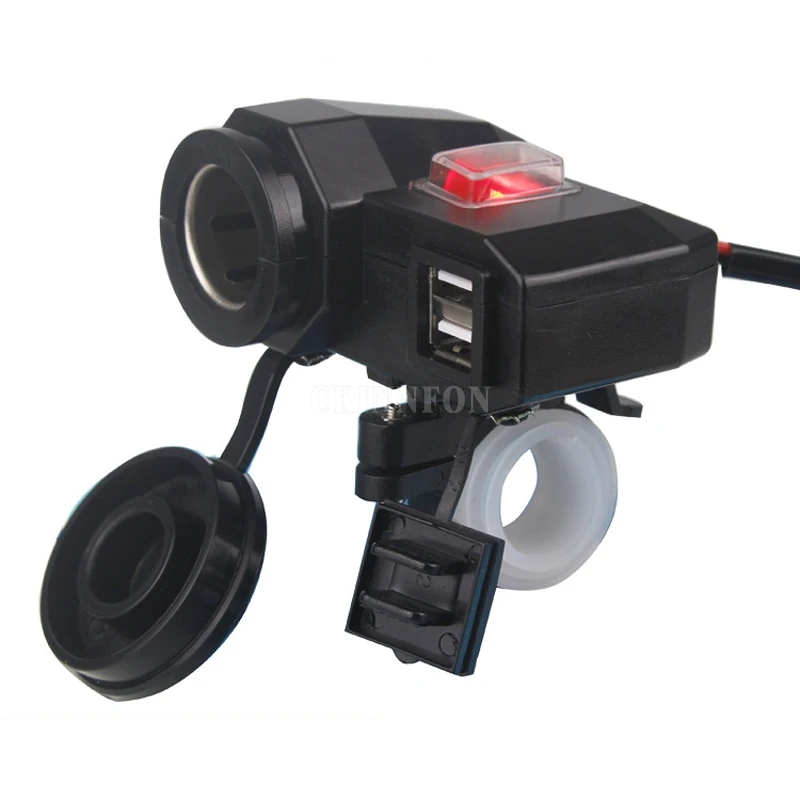 100Pcs/Lot 2.1A Dual USB Motorcycle Charger with Cigarette Lighter Socket & Switch Button 12V~24V Waterproof Charger Hot
100Pcs/Lot 2.1A Dual USB Motorcycle Charger with Cigarette Lighter Socket & Switch Button 12V~24V Waterproof Charger Hot