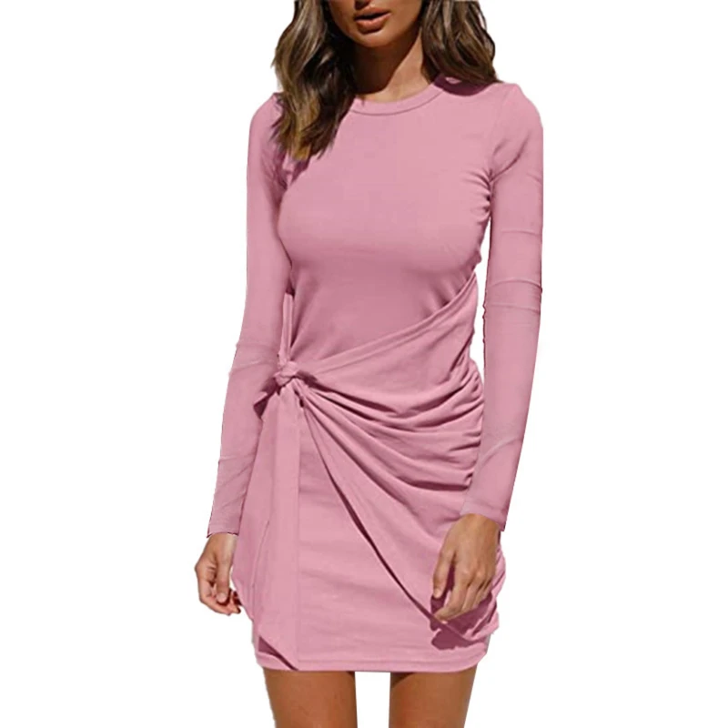 Autumn Winter Women'S Dress Solid Color Lace-Up Waist Slim Dress Ladies O-Neck Long-Sleeve Pleated Casual Dresses 2022
Autumn Winter Women'S Dress Solid Color Lace-Up Waist Slim Dress Ladies O-Neck Long-Sleeve Pleated Casual Dresses 2022