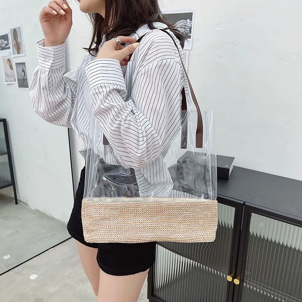 Модная женская Лоскутная Прозрачная Сумка-тоут через плечо для покупок, Повседневная Универсальная Женская вместительная сумка
Модная женская Лоскутная Прозрачная Сумка-тоут через плечо для покупок, Повседневная Универсальная Женская вместительная сумка