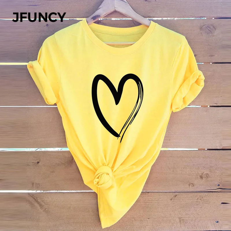 JFUNCY 2020 летняя женская футболка простая с коротким рукавом Harajuku топы 5XL размера
