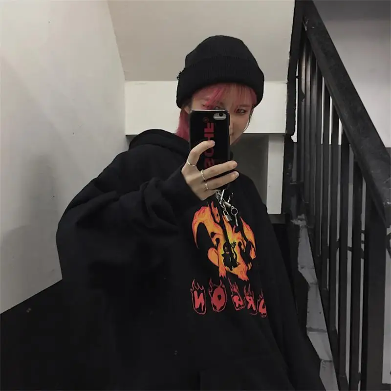 Sweatshirts Women's Japanese Harajuku Ulzzang Retro Fire-breathing Dinosaur Sweatshirt Female Korean Kawaii Clothing for Women
Sweatshirts Women's Japanese Harajuku Ulzzang Retro Fire-breathing Dinosaur Sweatshirt Female Korean Kawaii Clothing for Women
