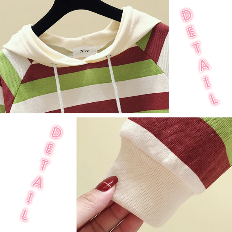 With Hat Hoodies Women Spring Striped Panelled Plus Size 3XL Loose Lace-up Fresh Preppy Style Ins Sweet Leisure Fashion Korean
With Hat Hoodies Women Spring Striped Panelled Plus Size 3XL Loose Lace-up Fresh Preppy Style Ins Sweet Leisure Fashion Korean