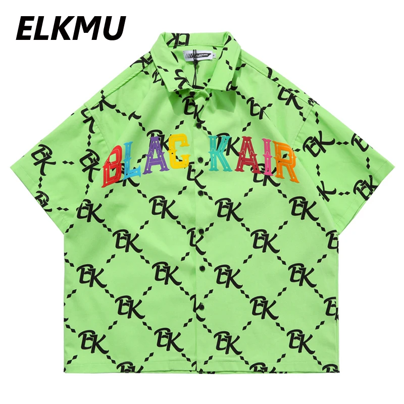 ELKMU Green Shirts Hip Hop Streetwear Letter Grid Print Shirts Men Summer Short Sleeve Shirt Men Harajuku Oversize Male HE963 
ELKMU Green Shirts Hip Hop Streetwear Letter Grid Print Shirts Men Summer Short Sleeve Shirt Men Harajuku Oversize Male HE963