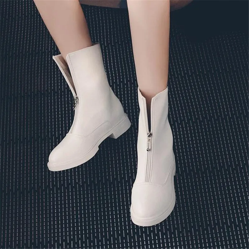 LZJ 2019 Fashion Leather Boots Women Flat Mid-Calf Boots Autumn Winter Women Boots Shoes Front Zipper Flat Women's Boots
LZJ 2019 Fashion Leather Boots Women Flat Mid-Calf Boots Autumn Winter Women Boots Shoes Front Zipper Flat Women's Boots