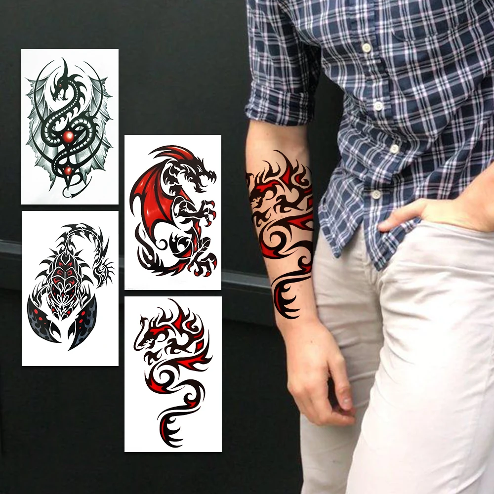 Fire Dragon Fake Temporary Tattoos For Men Women Scorpion King Tattoo Creative Geometric Totem Waterproof Tatoos Hands Waist Arm
Fire Dragon Fake Temporary Tattoos For Men Women Scorpion King Tattoo Creative Geometric Totem Waterproof Tatoos Hands Waist Arm