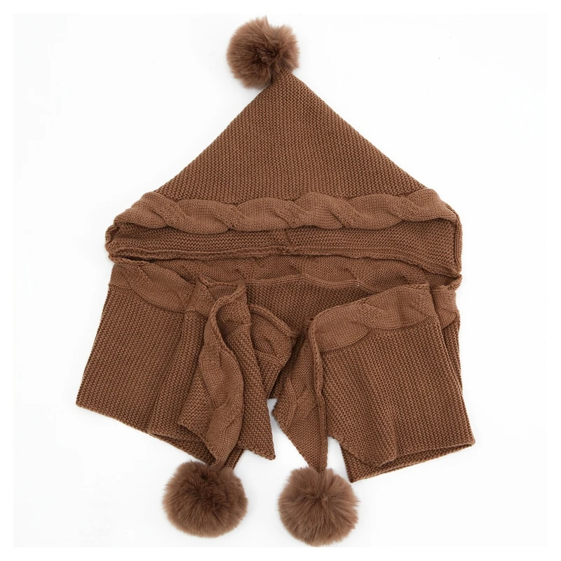 Women Winter Hooded Hat Scarf Cute Pompom Crochet Knit Shawl Wrap Outdoor Windproof Blanket Earflap Cap Neck Warmer
Women Winter Hooded Hat Scarf Cute Pompom Crochet Knit Shawl Wrap Outdoor Windproof Blanket Earflap Cap Neck Warmer