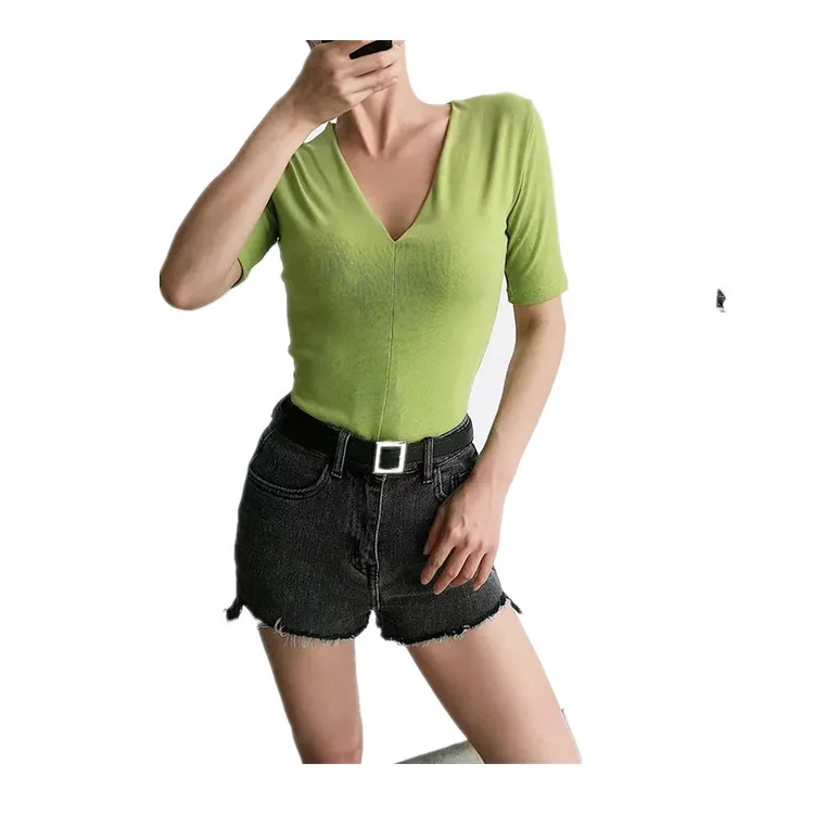 Spring and autumn new temperament fashion Joker slim sleeve V-neck solid color T-shirt womens clothing shirts for women
Spring and autumn new temperament fashion Joker slim sleeve V-neck solid color T-shirt womens clothing shirts for women