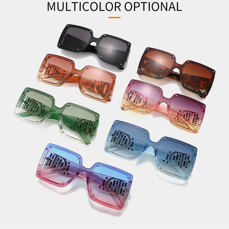 

Sella New Fashion Women Men Oversized Square Sunglasses Trending Transparent Gradient Color Street Style Eyewear Glasses