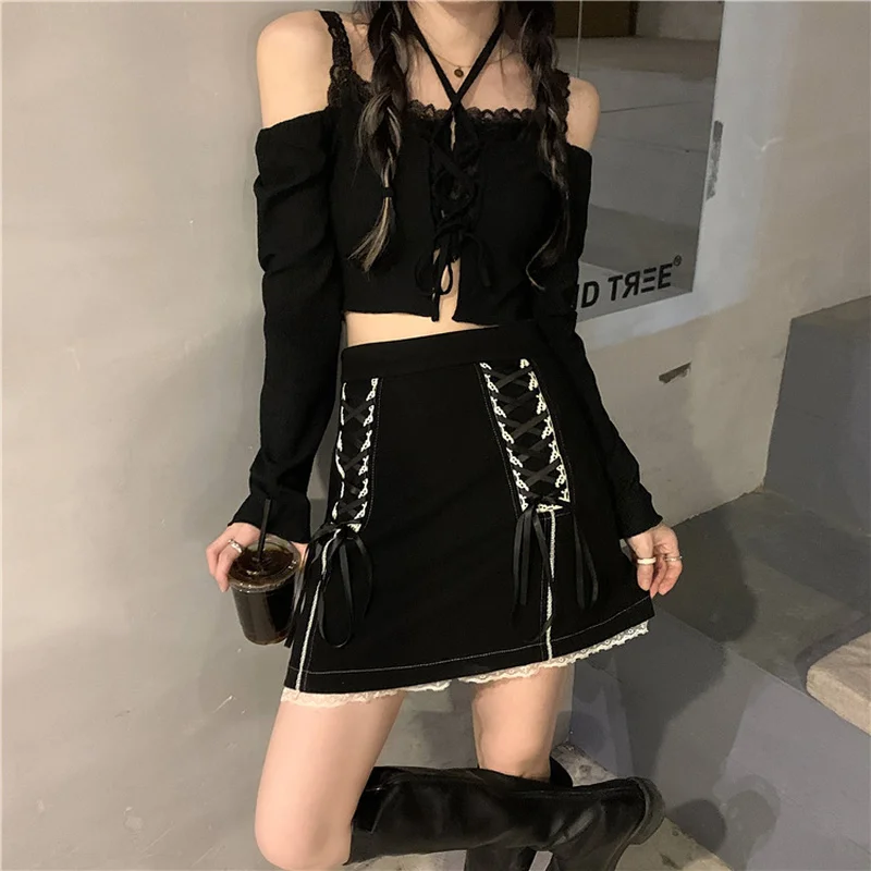 Black Lace Goth Skirt Women Streetwear Chic Belt Mini Fairy Grunge Skirts Patchwork Design Sexy Causal Skirts Womens 2021 Summer
Black Lace Goth Skirt Women Streetwear Chic Belt Mini Fairy Grunge Skirts Patchwork Design Sexy Causal Skirts Womens 2021 Summer