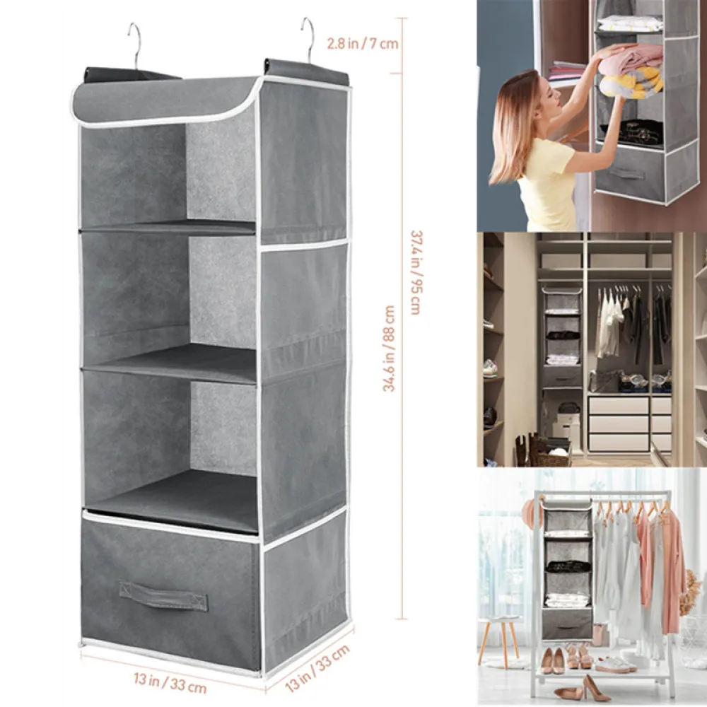 Cabilock Hanging Closet Organizer Non-woven fabric Multi-layers Hanging Shelf Collapsible Closet Organizer with Side Pocket Unde
Cabilock Hanging Closet Organizer Non-woven fabric Multi-layers Hanging Shelf Collapsible Closet Organizer with Side Pocket Unde