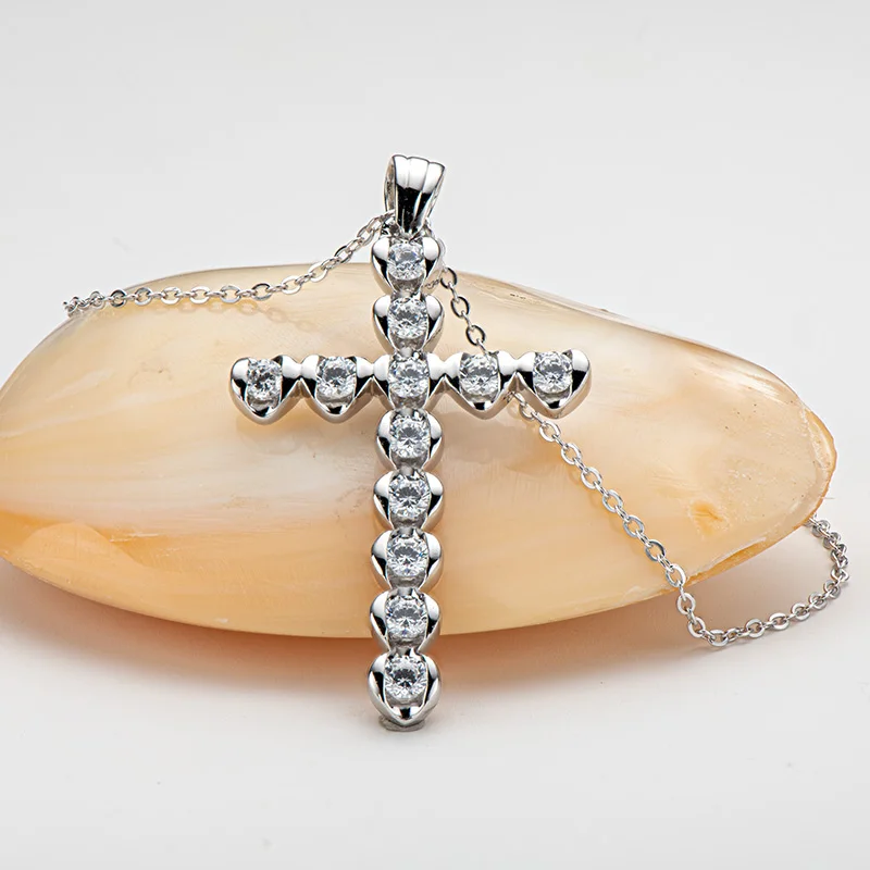 LESF Fashion 925 Silver Cross Pendant Necklace Religious Belief Jewelry Very Shiny SONA Stone
LESF Fashion 925 Silver Cross Pendant Necklace Religious Belief Jewelry Very Shiny SONA Stone