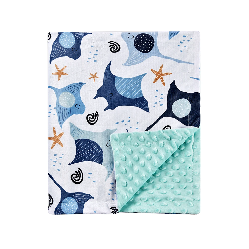 

Baby Blanket Super Soft Minky Blanket Blue Fish Blanket with Dotted Backing for Newborns Nursery Stroller Receiving Toddlers