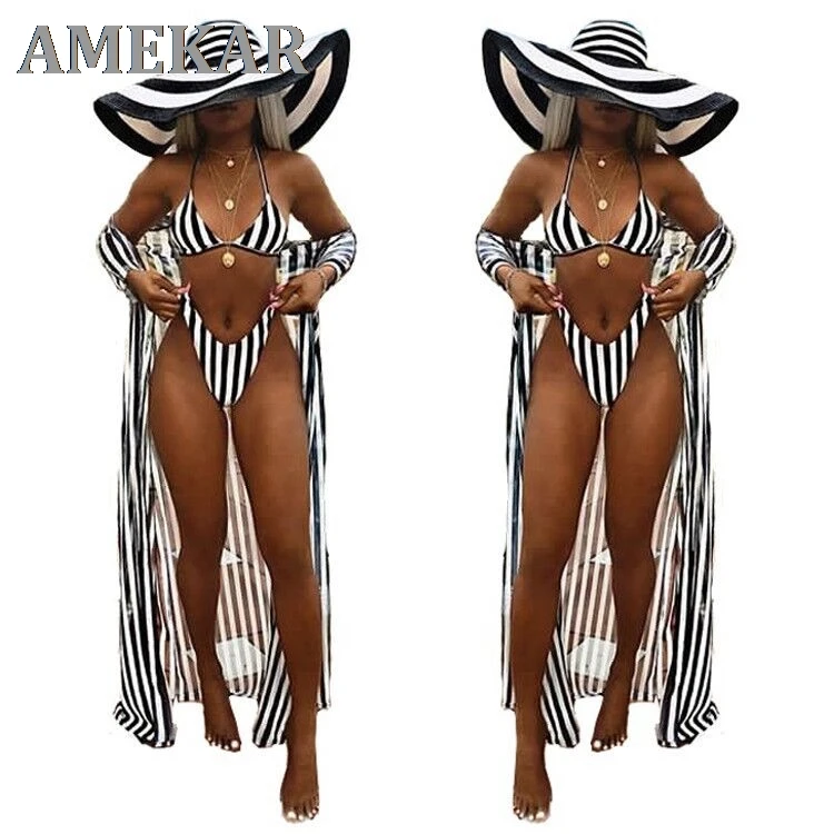 2021 summer sexy lady striped 3-piece long set full sleeve open stitch coats and halter bikini suit chic sets
2021 summer sexy lady striped 3-piece long set full sleeve open stitch coats and halter bikini suit chic sets