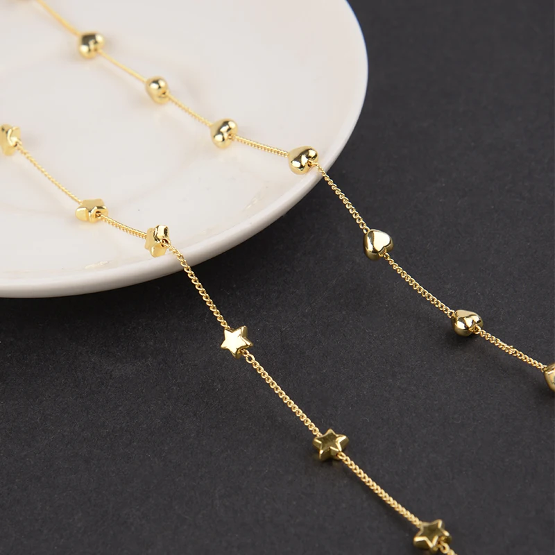 1m/lot Heart Star Beads Pendant Craft Chain Sunglass Chain Anklet Necklace Bracelet For Women DIY Jewelry Making Findings
1m/lot Heart Star Beads Pendant Craft Chain Sunglass Chain Anklet Necklace Bracelet For Women DIY Jewelry Making Findings