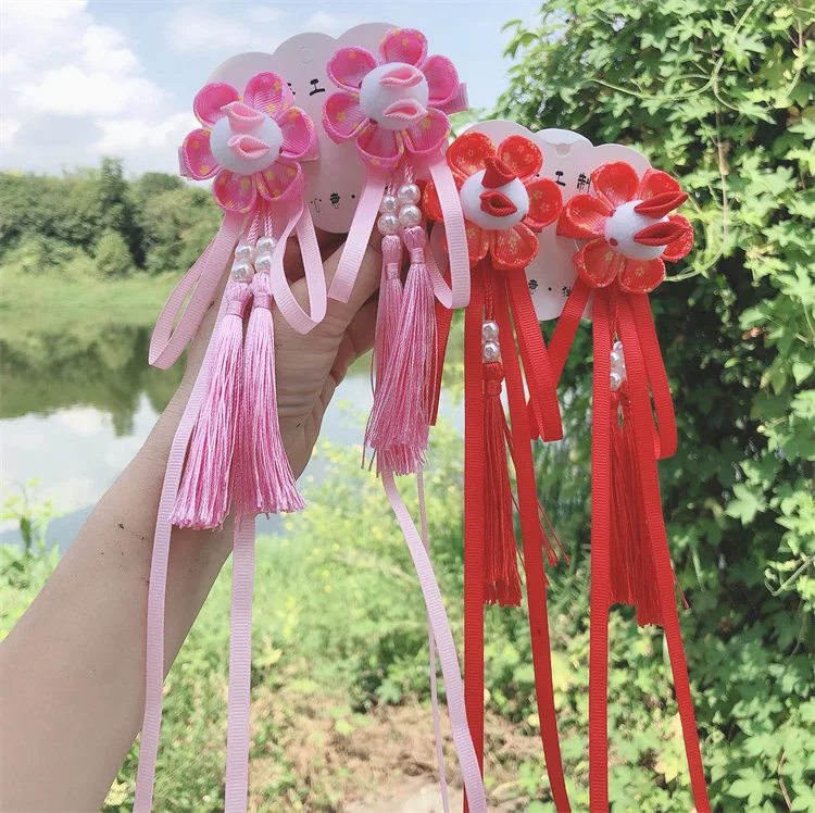 New Japanese style flower hairpin, cute three-dimensional rabbit hair accessories, children's Hanfu tassels and ribbon side clip
New Japanese style flower hairpin, cute three-dimensional rabbit hair accessories, children's Hanfu tassels and ribbon side clip